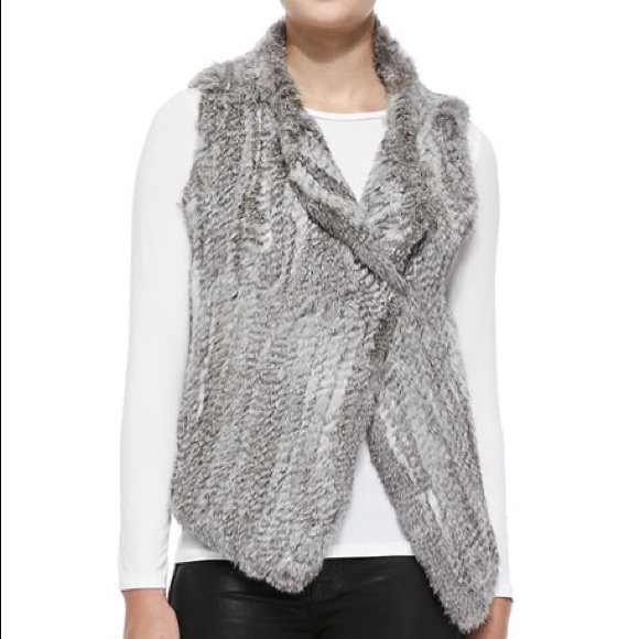 Joie Jackets & Blazers - Joie “Andoni” Rabbit Fur Grey Vest S NWT